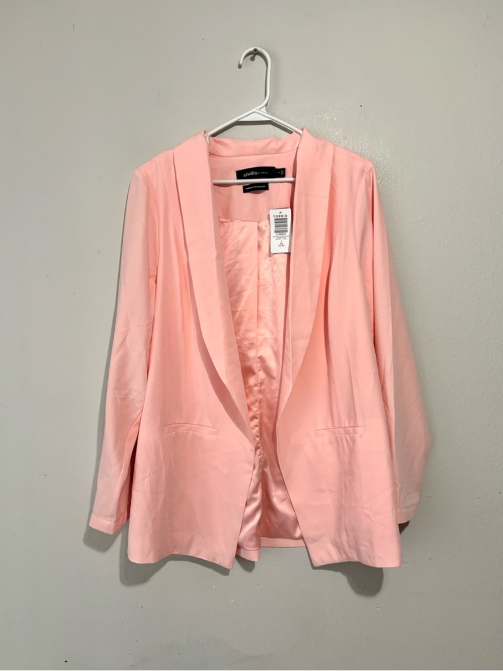 NWT Torrid Classic Shawl Collar Pink Blazer open-front tailored size 1 (14/16)